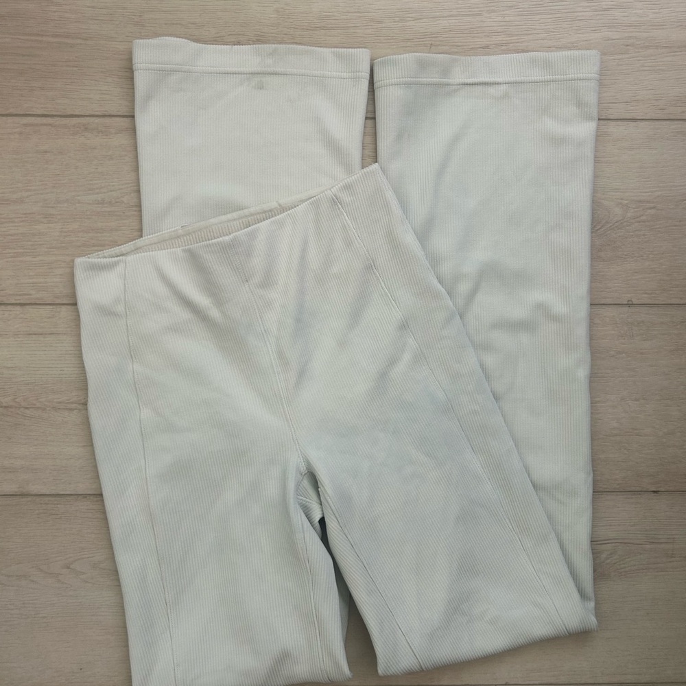 lululemon athletica Light Cream Ribbed Wide-Leg Pants